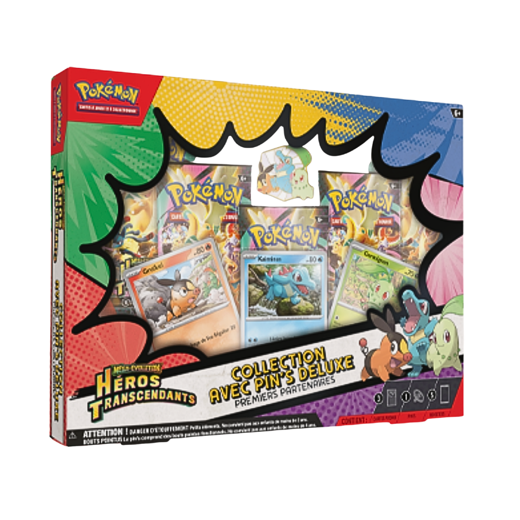 Coffret Pin’s Deluxe Pokémon - Premiers Partenaires - Héros Transcendants - ME02.5 - Français